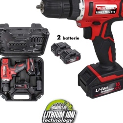Trapano batteria al litio 18 V Valex Family-Tech 218 2 batterie valigia luce LED